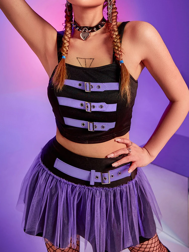 Готические сексуальные мини-юбки Goth Dark Y2k в стиле панк с сеткой пэчворк для женщин