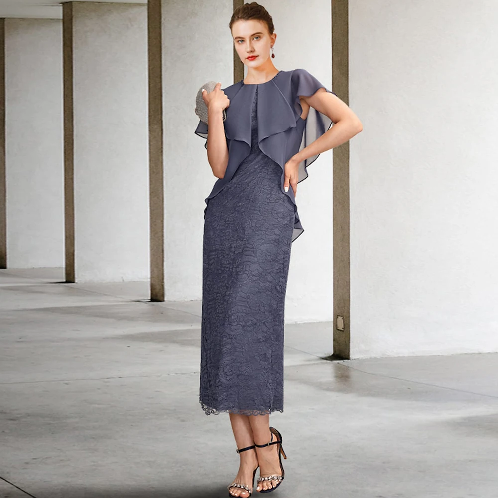 

Кружевное платье-Русалка для матери невесты, с коротким рукавом, на молнии