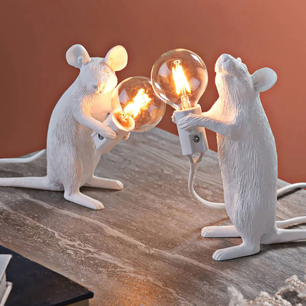 

Mouse Table Lamp Nordic Animal Lamp Living Room Bedroom Clothing Shop Decoration Resin Table Lamp