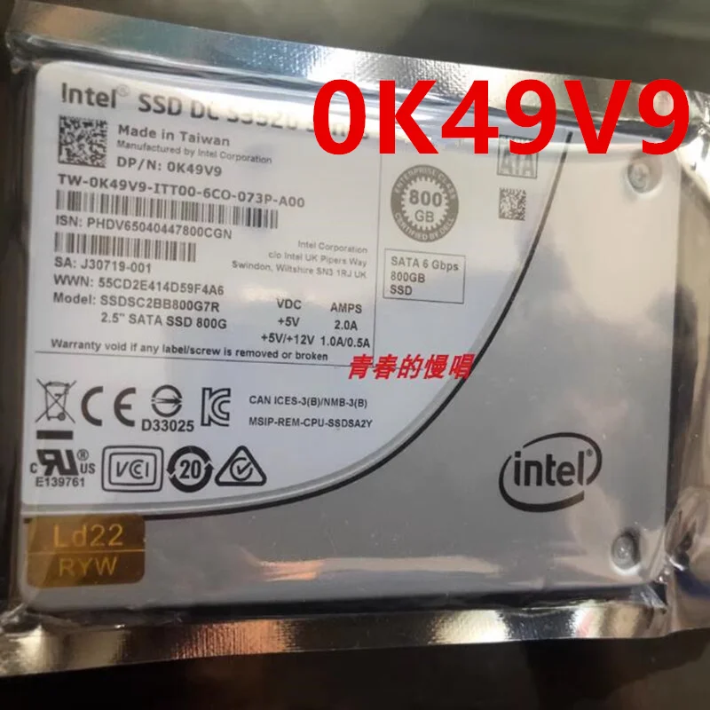 

Original 98% New Solid State Drive For DELL INTEL SSD DC S3520 800GB 2.5" SATA For 0K49V9 K49V9 SSDSC2BB800G7R