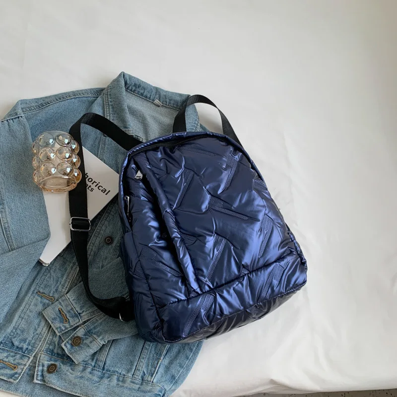 Winter Shoulder Backpacks Space Padded Down Fashion Large Capacity Backpack Female Cotton Quilted School Bag Mochilas Femininas