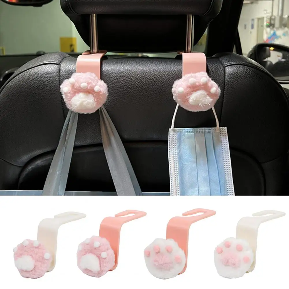 

High Strength Durable Plush Cat Paw Car Rear Seat Organizer Lovely Seat Back Hanger Multifunction Household Supplies