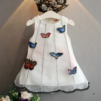 summer girls three dimensional cloth pasted butterfly organza dress vest skirt sleeveless princess skirt