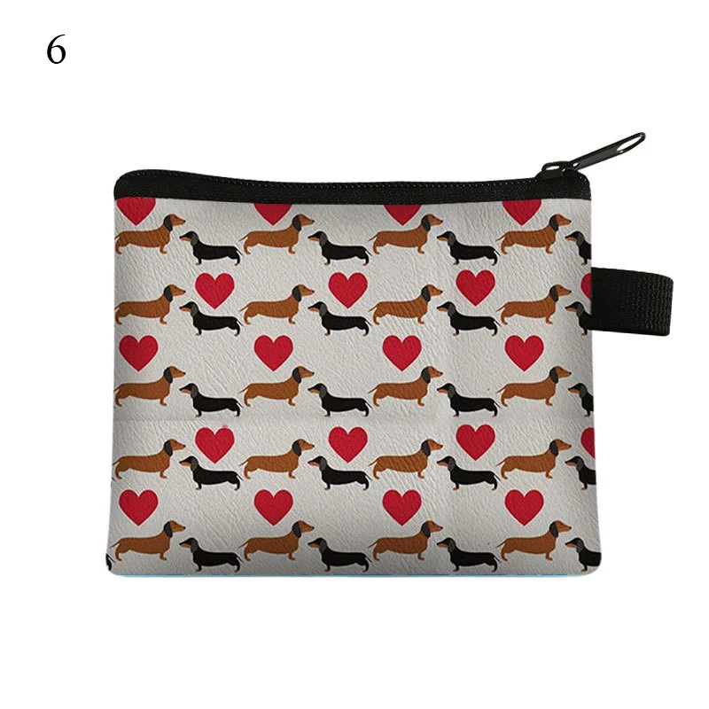 Purse Card Holder Coin Bag Wallet Storage Pouch Key Pouch Card Bag Dachshund Dog Zipper Waterproof Cute Portable Personalized