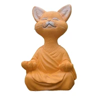 happy cat figurine meditation yoga collectible whimsical gray buddha cat decor new 2022 high quality home decoration accessories