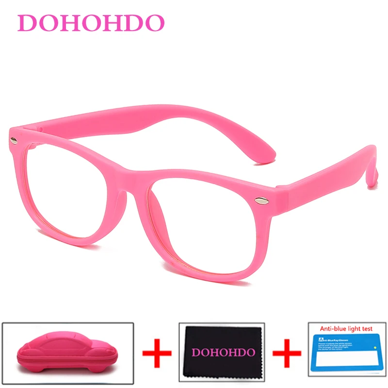 

Очки с защитой от сисветильник TR90 для детей, гибкие модные компьютерные очки с прозрачными линзами для мальчиков и девочек, с футляром