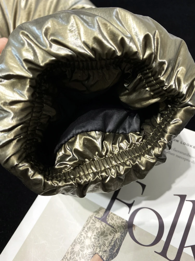 [YOZOU] зимняя теплая Роскошная блестящая короткая пуховая куртка цвета хаки с