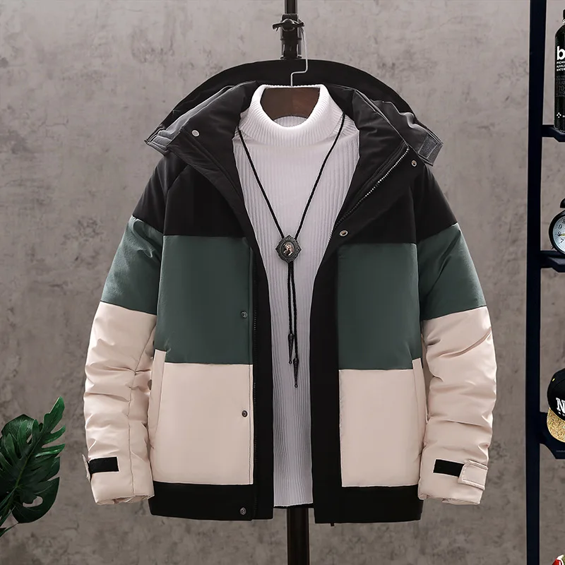 

Мужская теплая куртка с капюшоном, черная парка составного кроя из хлопка, ветровка, верхняя одежда, размеры до 4XL, зима 2022