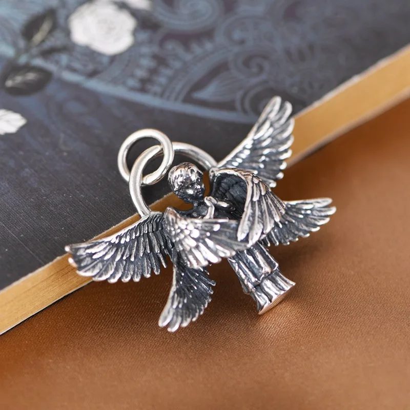 Женский и мужской кулон из серебра 925 пробы с крыльями ангела