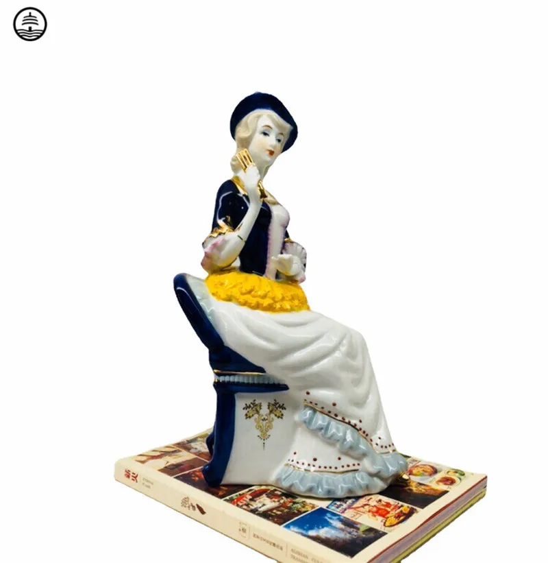 

Fashion Woman Figure Statue West Lady Art Sculpture European Girl Figurines Creative Ceramic Crafts Home Decor Accessories Gift