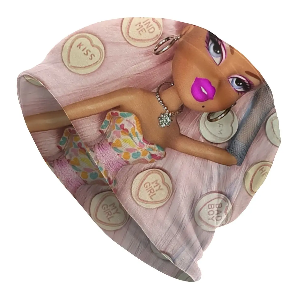 

Пастельные шапочки с сердечками для женщин и мужчин, Зимняя Теплая Шапка-бини с напуском, Шапка-бини с мультяшным анимационным рисунком, вязаный берет, шапка для лыж