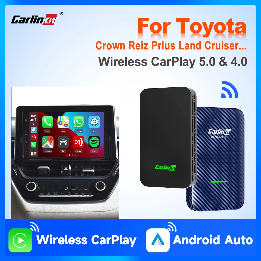 

Wireless CarPlay Adapter CarlinKit 5.0&4.0 Wireless Android Auto BT Auto-connect For Totota C-HR Camry Corolla Aygo Prius Prime
