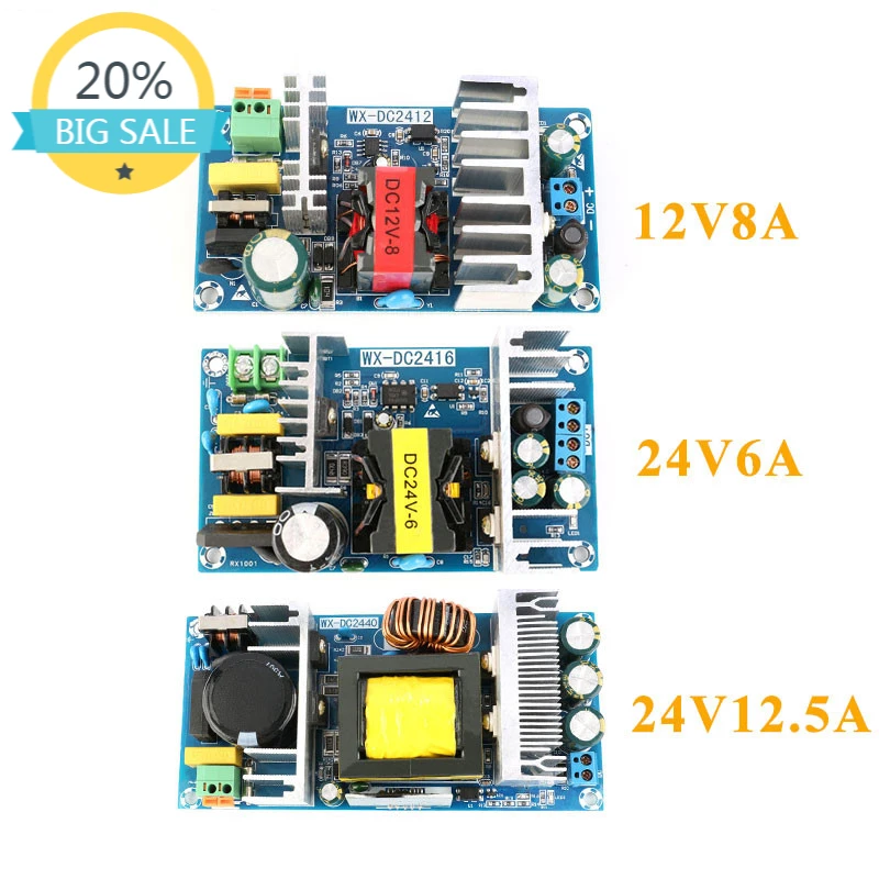 

100W 150W 300W 12V8A 24V6A 24V12.5A AC-DC Isolated Switch Power Supply Module Buck Converter Step Down Board