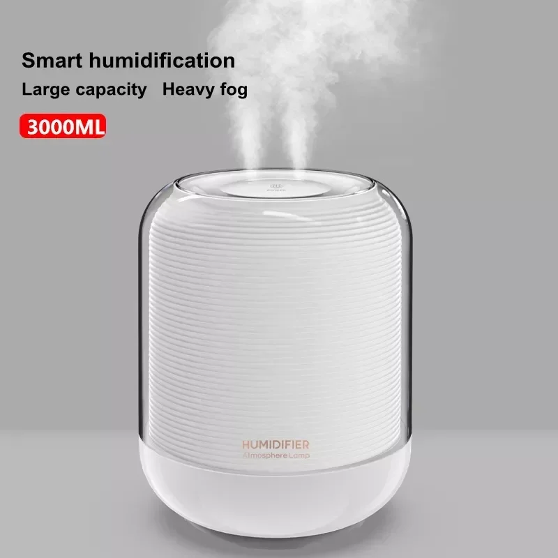 

NEW2023 Double Nozzle Air Humidifier USB Aromatherapy Mist Maker Diffuser with Warm LED Night Lamp Heavy Fog Home Big Humidifier