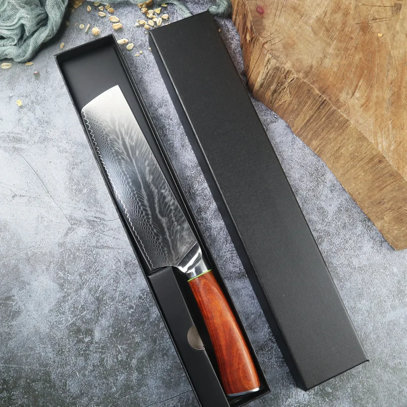 

7 Inch Nakiri Damascus Knife 67 Layers Damascus VG10 Steel Sharp Chef Slicing Cleaver Kitchen Knives For Cutting Vegetables Meat