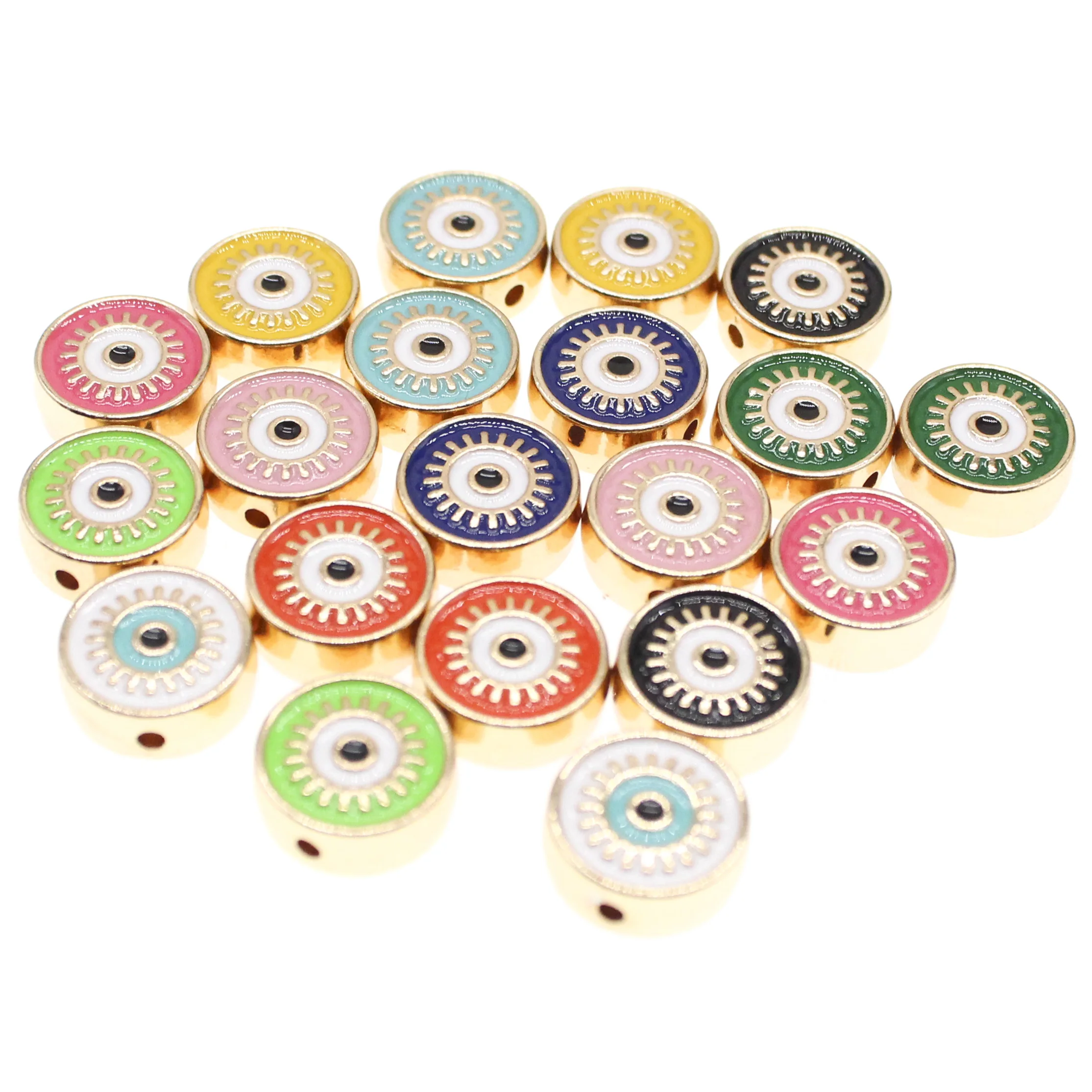 

5Pcs Enamel Turkish Evil Eye Round Alloy Bead For Jewelry Making DIY Bracelet Necklace Components Accessories Wholesale Supplies