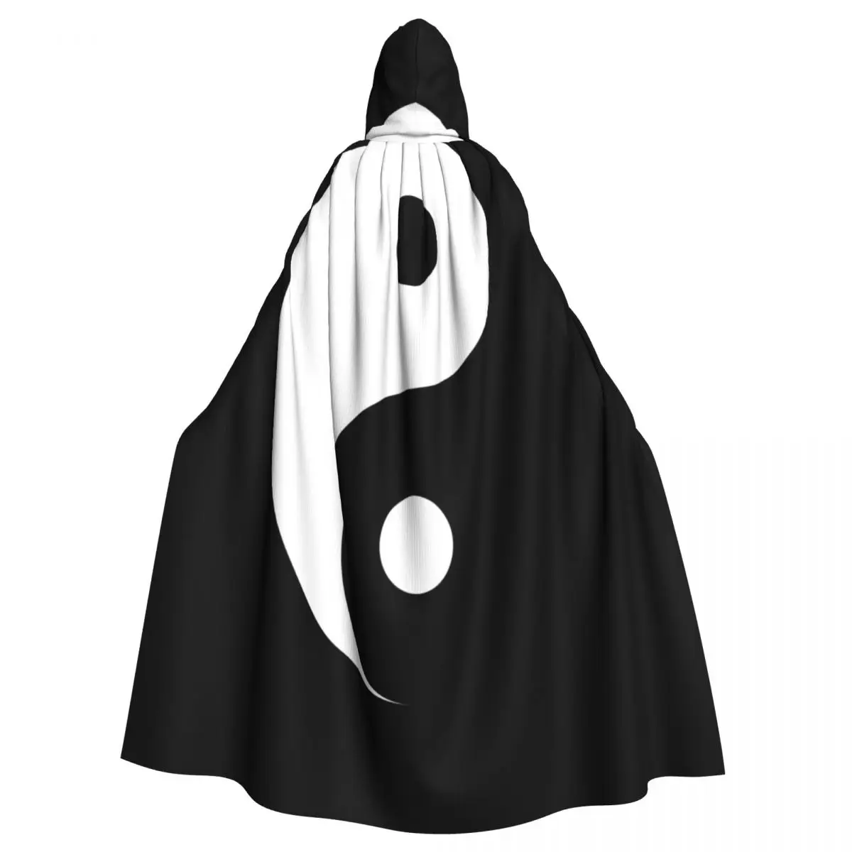Yin Yang Eastern Asian Philosophy Balance Harmony Hooded Cloak Polyester Unisex Witch Cape Costume Accessory