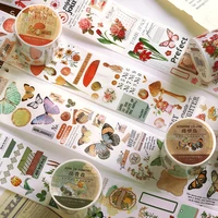 1 roll special oil washi tape spring wild travels series retro plant mushroom berry handbook material diy decorative stickers