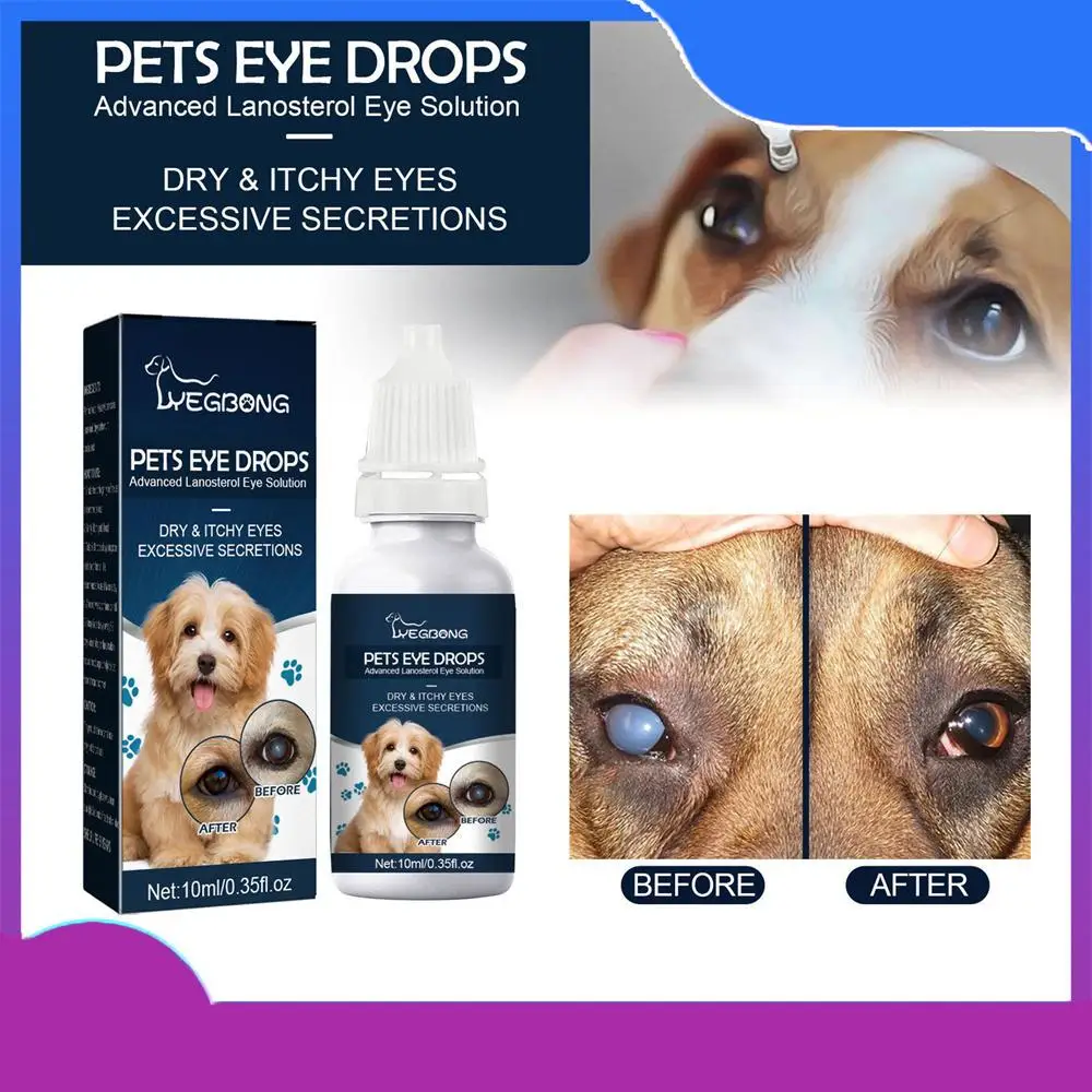 

Глазные капли для домашних животных Yegbong для кошек и собак для удаления слез и облегчения зуда глаз, лекарство для мягкой очистки, для мелких животных