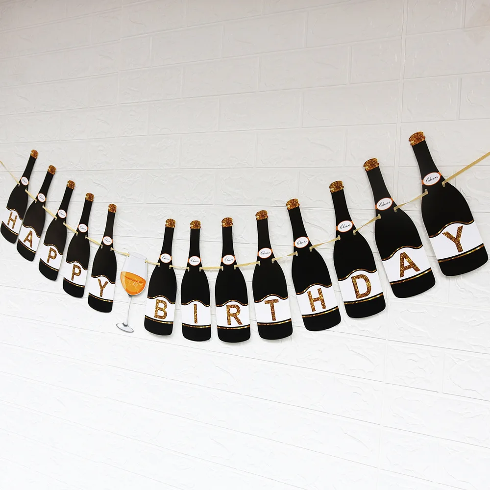 

Креативная Бумажная гирлянда в виде бутылки шампанского на день рождения