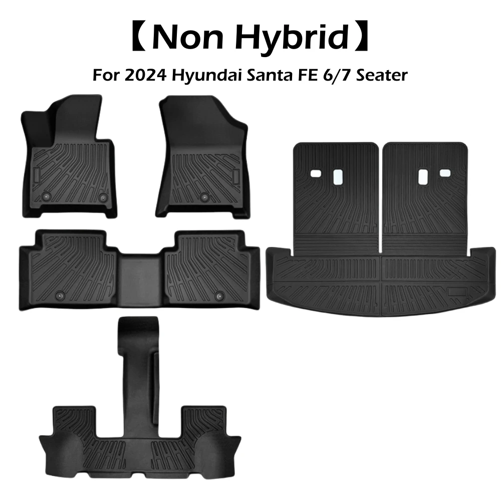 Коврики из ТПЭ для 2024 Hyundai Santa FE, 6/7 местный, для любой погоды, защитный напольный коврик, коврик для багажника (не Гибридный)