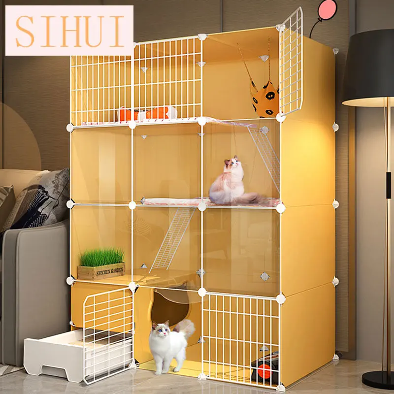 

Домашние комнатные клетки для кошек прозрачный домик для кошек гостиная балкон забор для кошек с унитазом кошачий наполнитель кошка вилла клетка для домашних животных