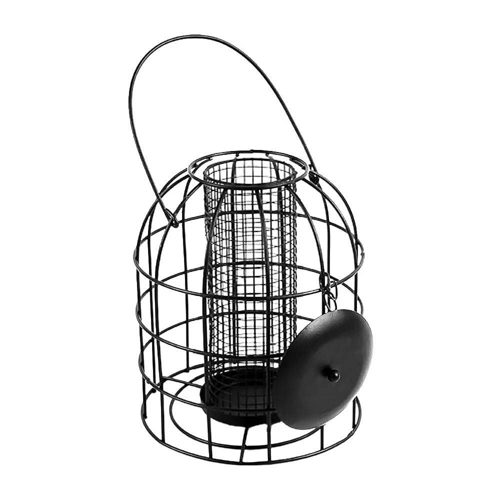 

1PC Iron Cage Bird Feeder Black Hanging Birds Feeder with Mesh Grid Tube Pet Bird Food Feeder for Home Pet Store (Black)