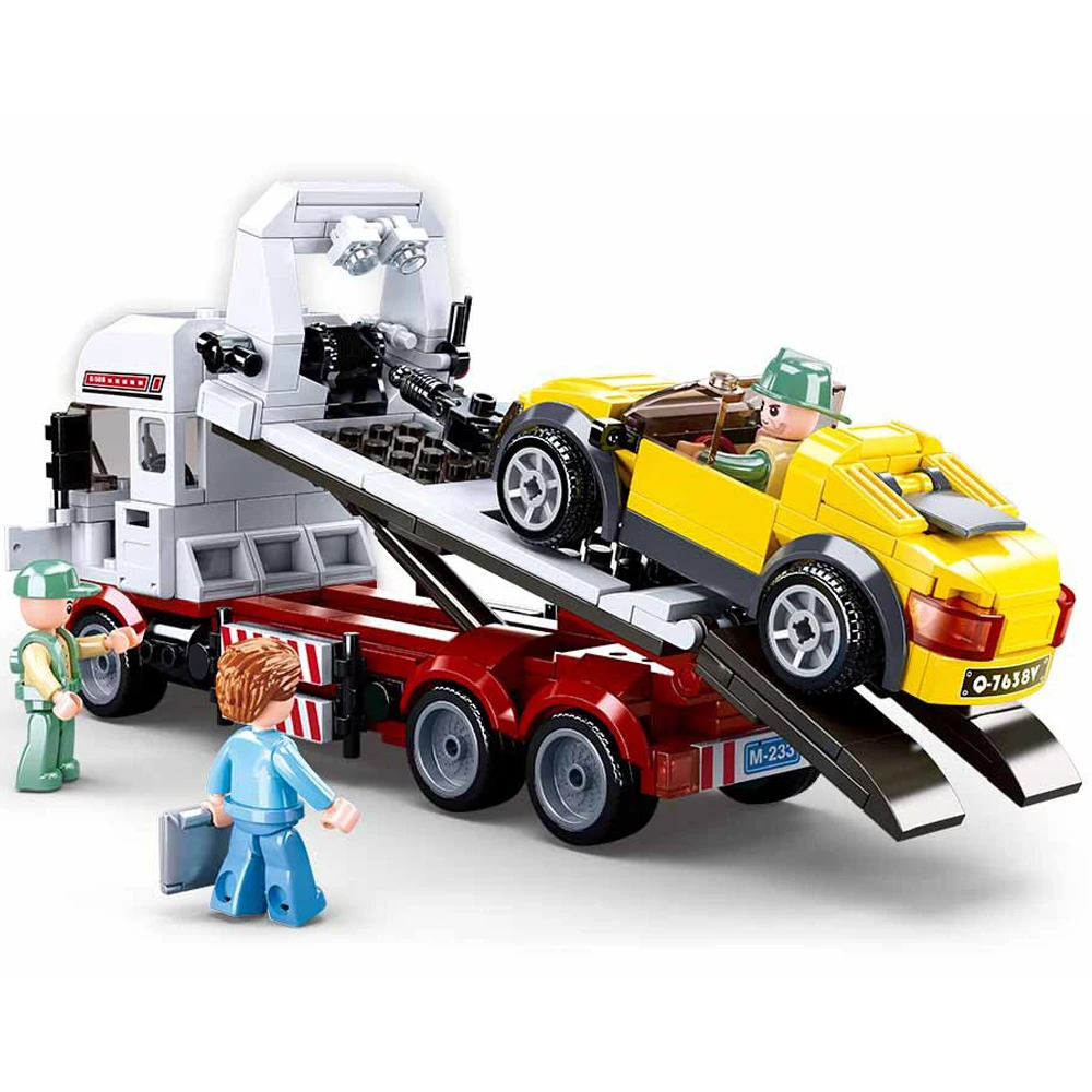 Конструктор Sluban серии City транспортер танкер грузовик прицеп кран автомобили MOC
