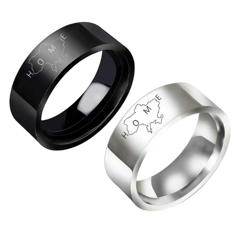 

Silver Black Color Hip Hop Ethnic Jewelry Home Ukraine Map Outline Ring Gift 264E