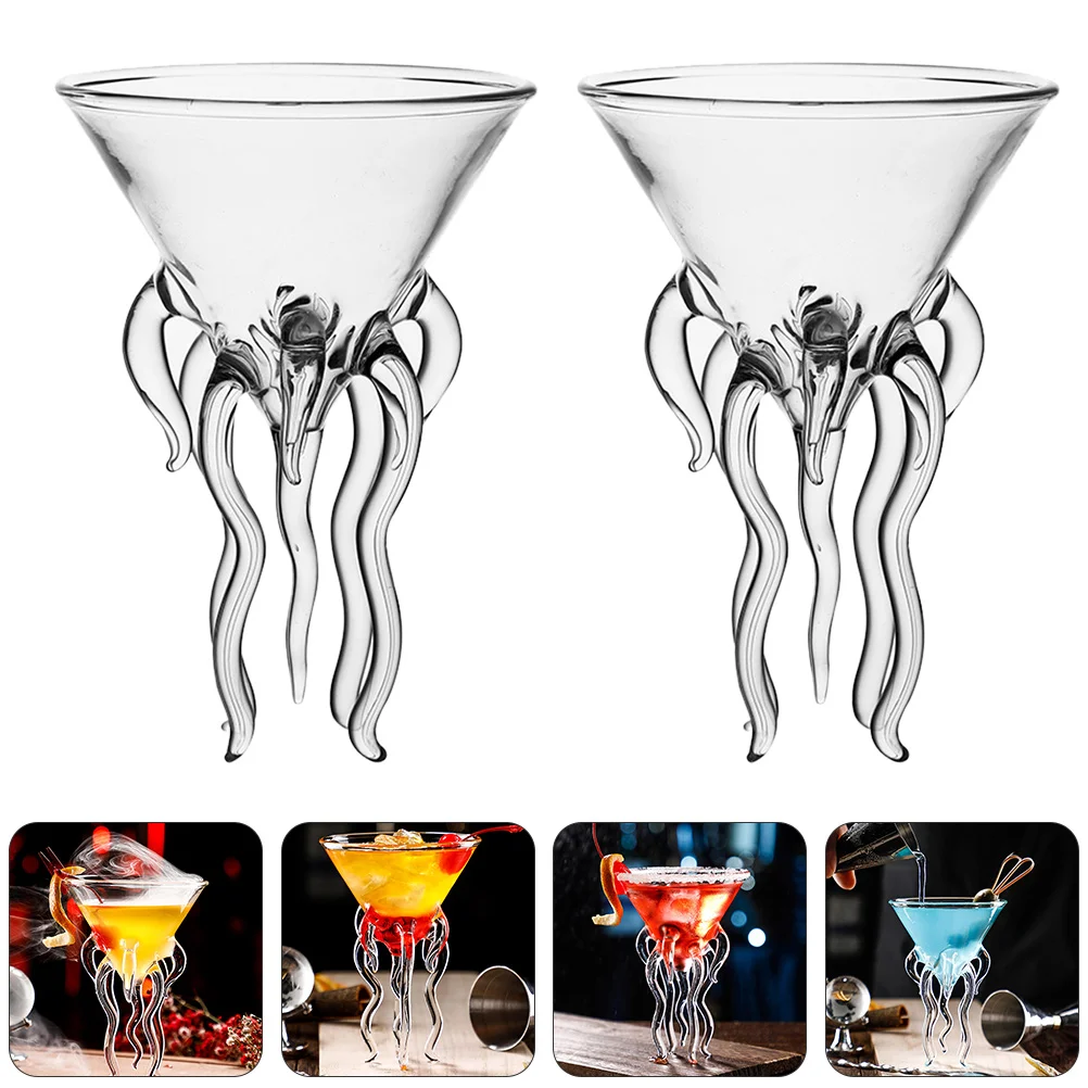 

Octopus Martini Glass Creative Octopus Cocktail Glasses Set of 2, Unique Cocktail Glasses Cup with Stem Novelty Octopus