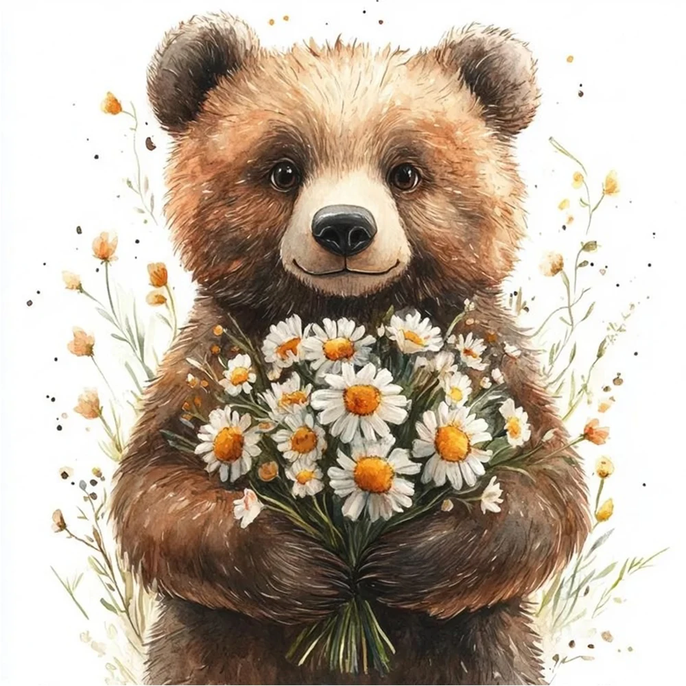 

1 шт. акварельный медведь с цветочным букетом украшение комнаты гостиная спальня украшения туалетные наклейки наклейки на стену