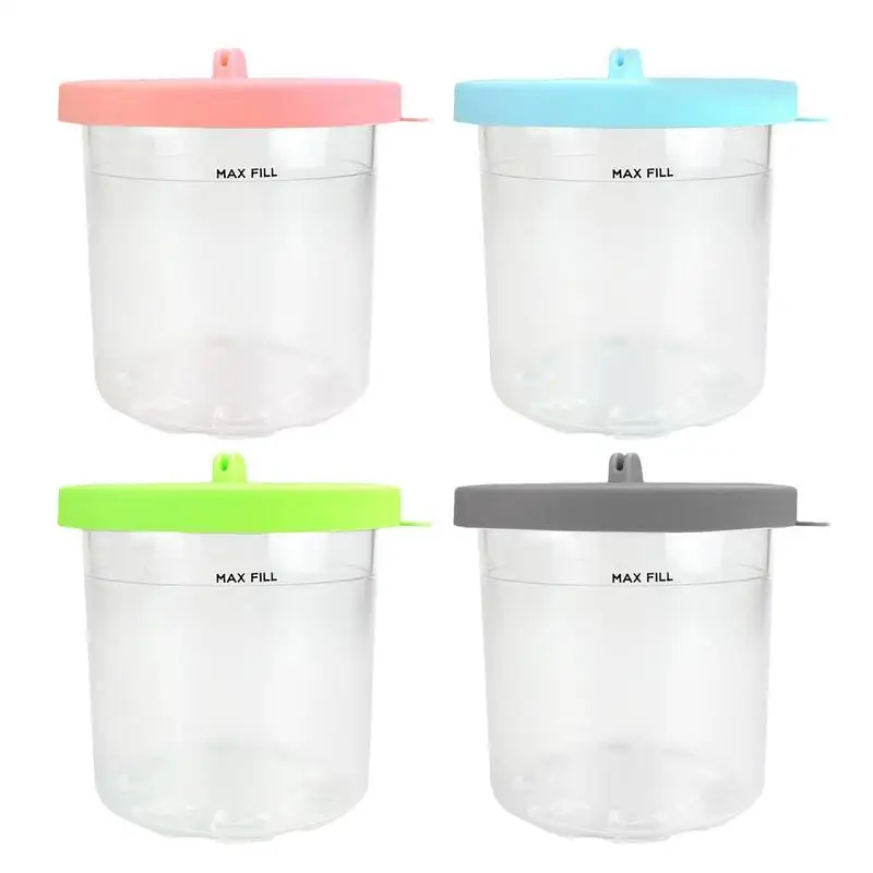 

Ice Cream Pint Containers 4pcs Ice Cream Pints Cup Storage Jars For Ninja Freezer Containers Ice Cream Containers Kitchen Boxes