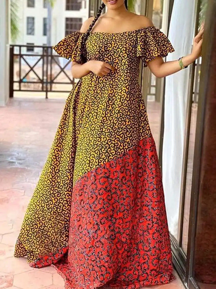 

VONDA Bohemian Women Summer Party Vestidos Pleated Short Sleeve Maxi Robe Female Casual Dresses Sexy Off Shoulder Lace Sundress