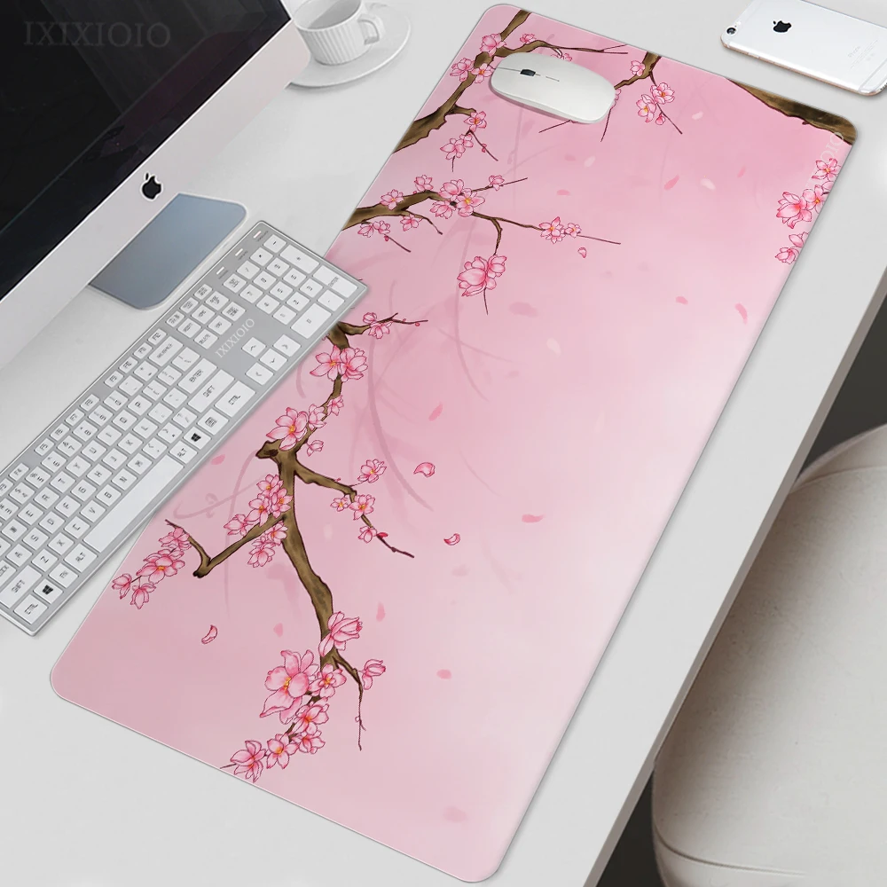 

Cute Pink Cherry Blossom Mouse Pad Gaming XL Home Custom Mousepad XXL Playmat Soft Carpet Natural Rubber Gaming laptop Mice Pad