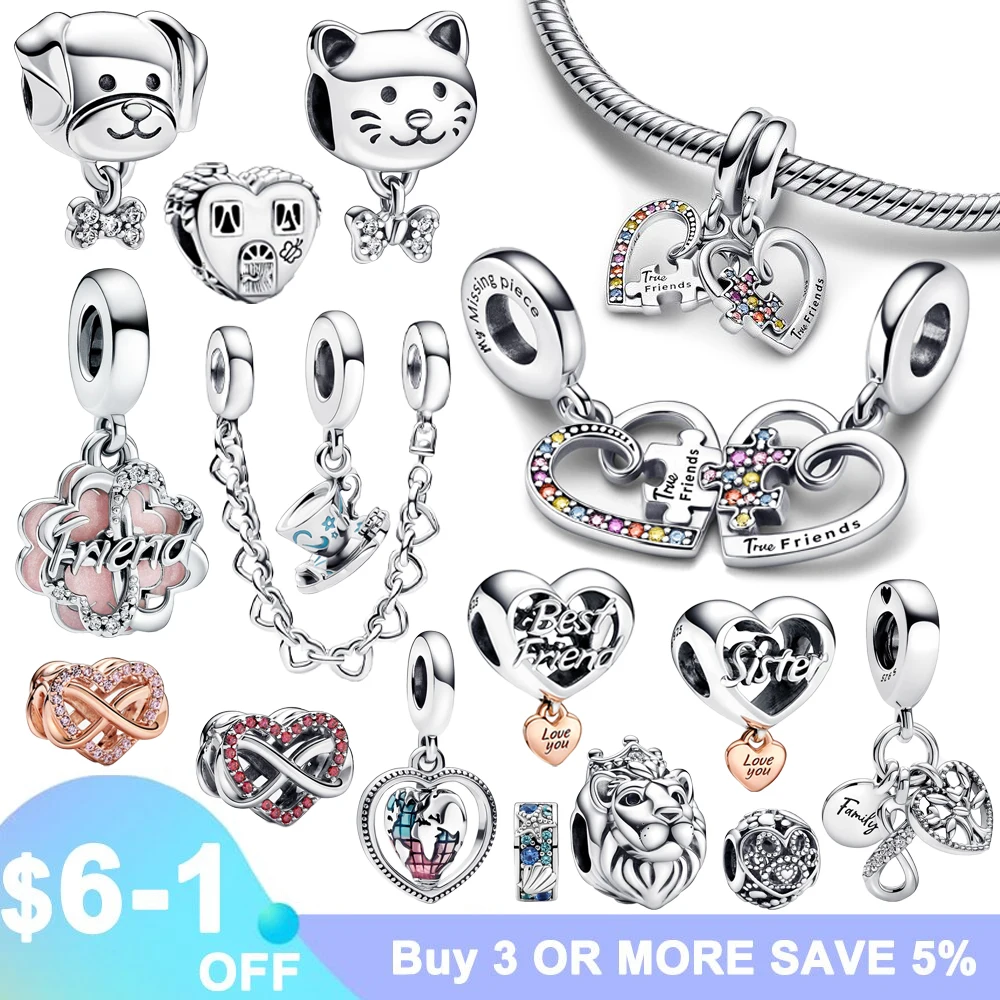 

Puzzle Piece Hearts 2022 New Dangle Charm S925 Sterling Silver Fit Original Brand Charm for Women Jewelry Making Gift