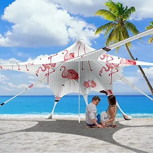 Pop Up Shade Sun Shelter 10x10ft Portable Family Sunshade Upf50+ With 8 Sandbags-2 Sand Shovel-easy Foldable Pole-po