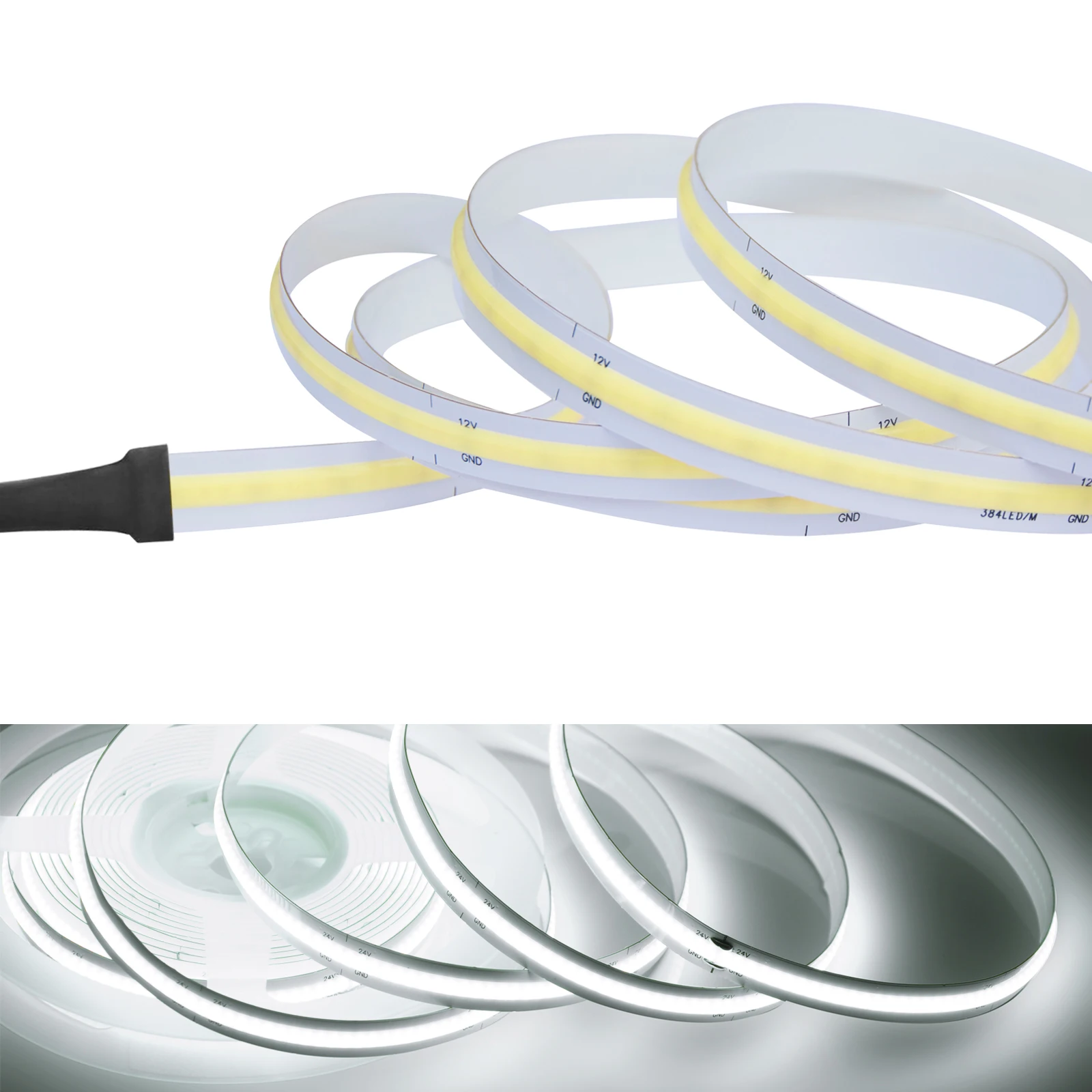 

FCOB COB LED Strip Light 360 528 LEDs CRI 90 Flexible Ribbon LED Tape Linear Light LEDs High Density Flexible