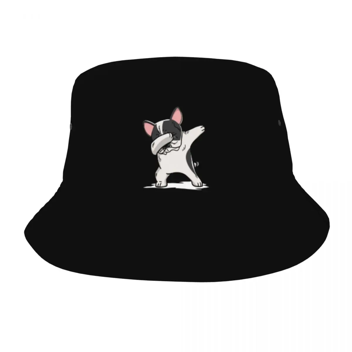 

Panama Cap Dabbing Pied French Bulldog Dog Lover for Girl Boy Fisherman Caps Reversible Cotton Bucket Hats Outdoor Fishing Cap