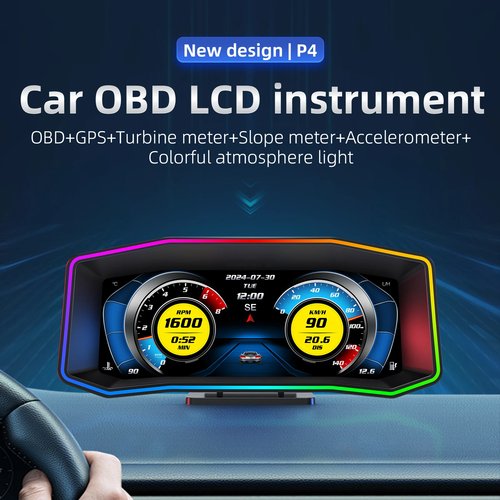 Geyiren P4 HUD Проекционный дисплей Автомобильный OBD2 Смарт-цифровой спидометр