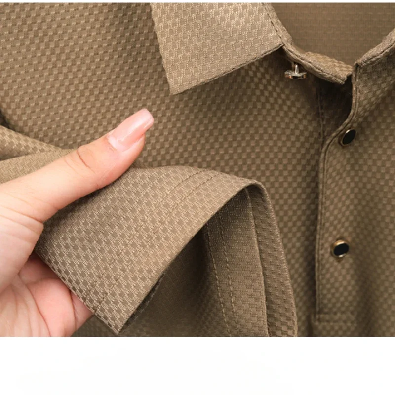 Мужская рубашка поло с коротким рукавом модный жаккардовый лацкан летний