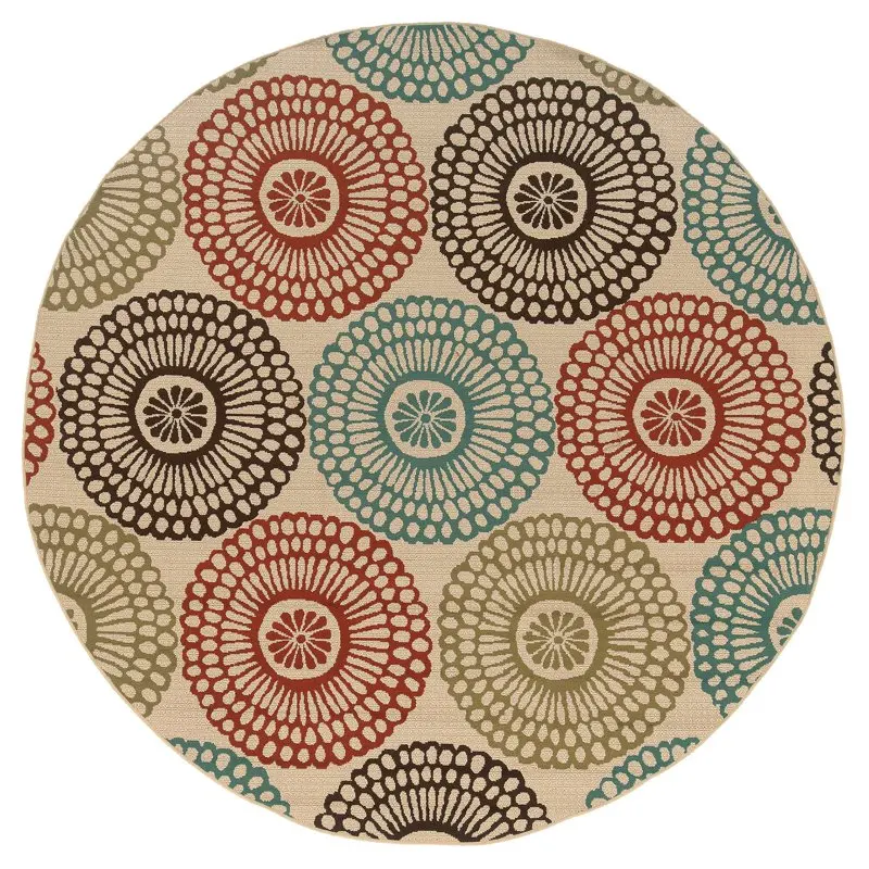 

Unique 7.83 Ft. Round Indoor/Outdoor Rug with Exceptional Durability - 697J