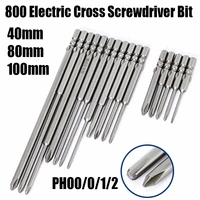 4080100mm 800 electric cross screwdriver bit set 4mm round shank magnetic phillips impact batch head screwdriver drill bit