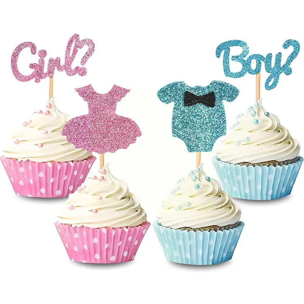 

4/12pcs Baby Shower Cake Decorations Gender Reveal Cake Topper Boy/Girl Table Cupcake Dessert Table Decor Supplies Decor De M9K4