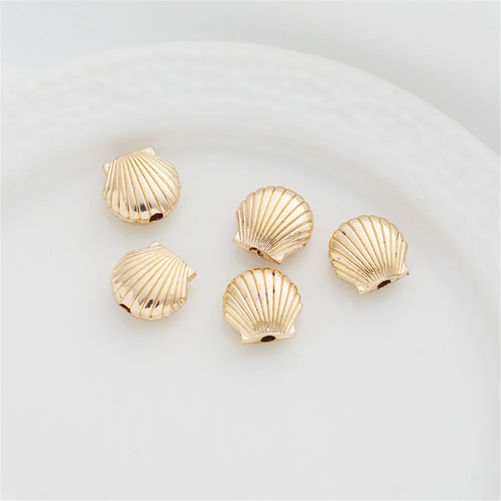 

14k gold clad double sided shell through hole 9mm with beads diy handmade beads bracelet jewelry accessories