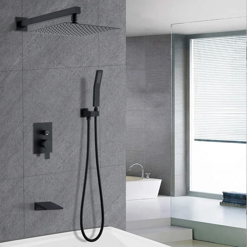 

12inch Shower System with Handheld Shower Head Matte Black Stainless Steel [US Stock]