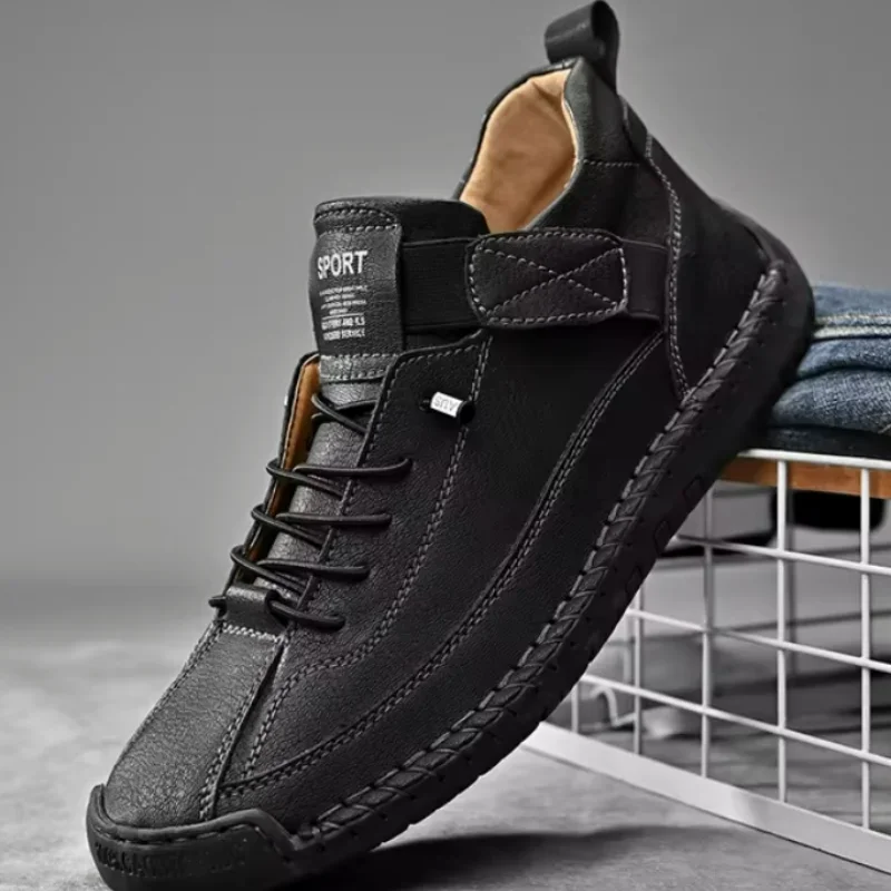 Мужская кожаная обувь ручной работы лоферы без шнуровки мужские легкие