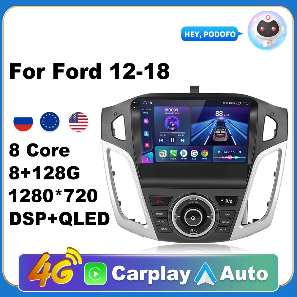 

Android Carplay Car Radio For Ford Focus12-18 2din Android Auto 4G Multimedia Navigation GPS autoradio AI Voice DSP