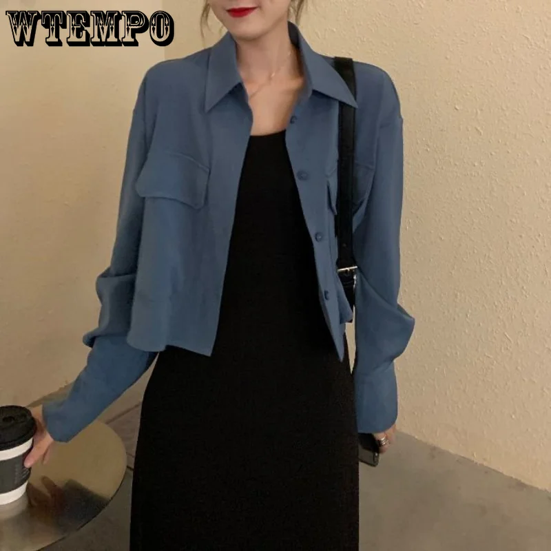 

Women Loose Short Shirt Coat New Korean Version Spring and Summer Thin Fashion Versatile Long-sleeved Top Solid Single Breasted