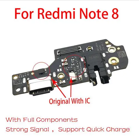 100% оригинал, usb-плата для зарядки, гибкий кабель, соединительная часть для Xiaomi Redmi Note 8T 9S 8 7 9 Pro, микрофон, модуль