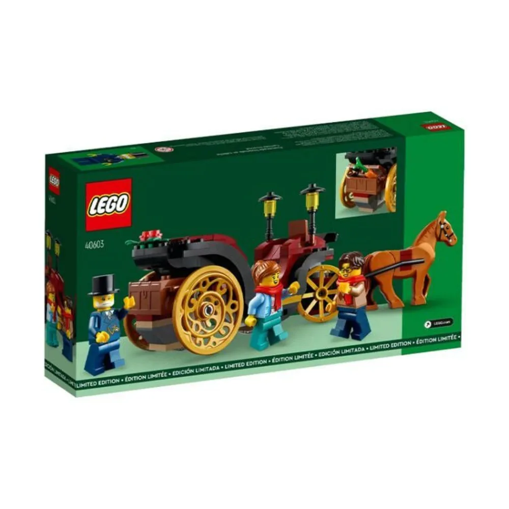 LEGO Wintertime Carriage Ride 40603 GWP — праздничные минифигурки Golden Wheels и очаровательный дизайн
